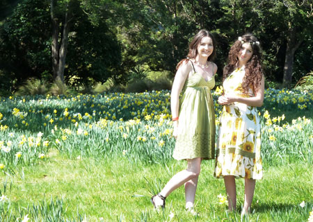 New Zealand girls at the Botanical garden in Dunedin, New Zealand.